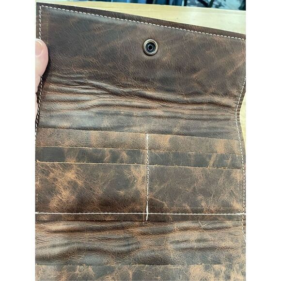 New Leather Pony Hair Clutch Wallet with Aztec EmDerail Rodeo Western - Picture 6 of 6